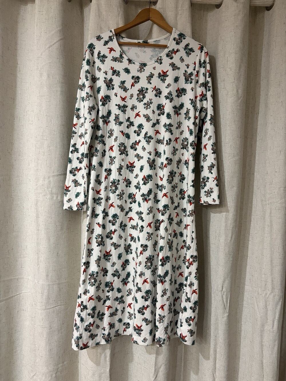 Winter Cardinal Holiday Cottagecore 100% Supima Cotton Nightgown Large 14-16